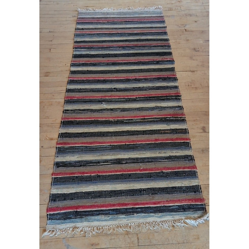 Antique Imported‎ Swedish Hand Made Rag Rug Runner (31.5" x 79" ) As Shown